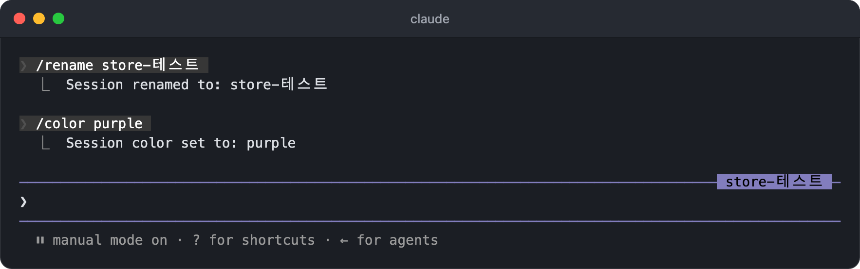 /rename과 /color를 적용한 입력창
