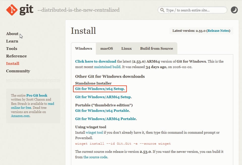 Git Install for Windows