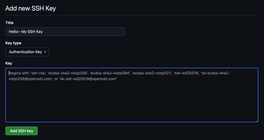 Add new SSH Key