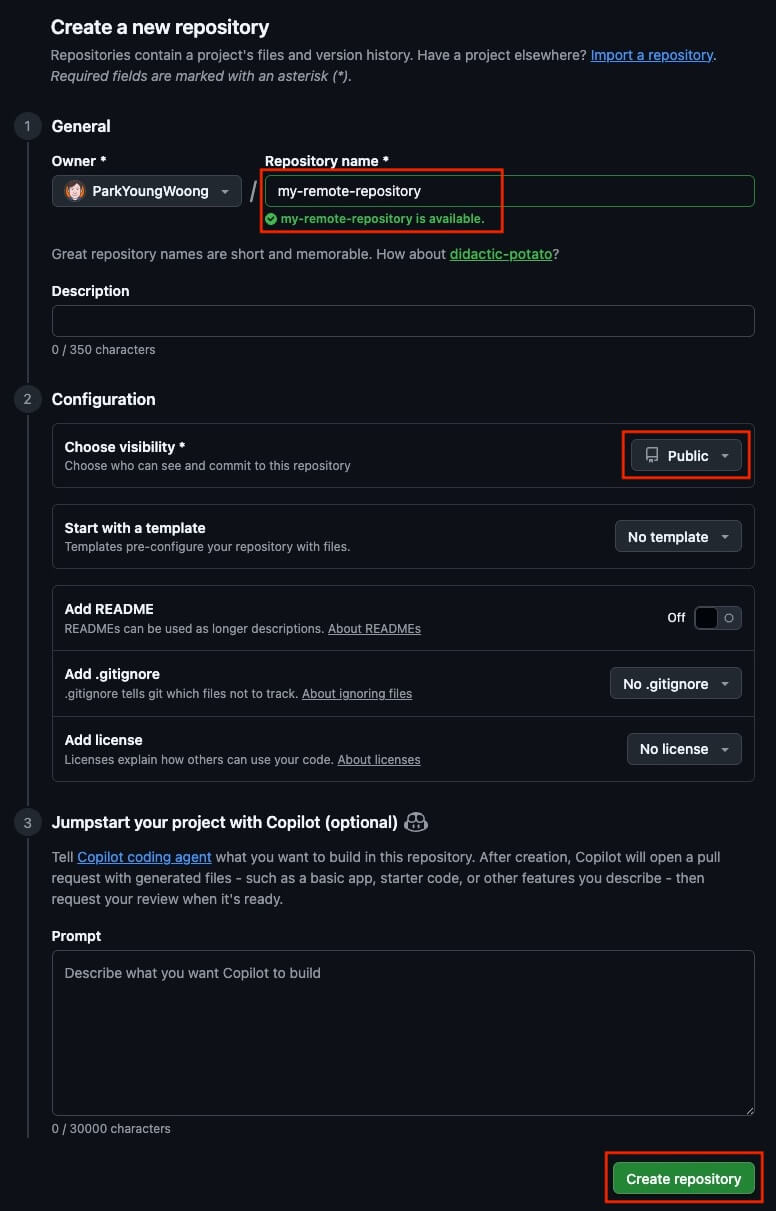 Create a new repository